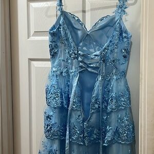 Elegant Blue Lace Dress